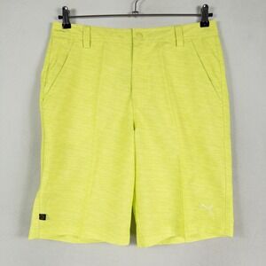 Puma Golf Shorts Mens 32 Neon Yellow Green Space Dye Performance Athletic